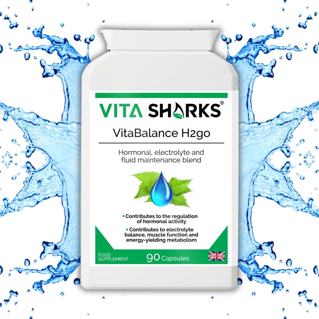 VitaBalance H2go 90 Water Balance Capsules | Hydration Support Electrolyte Blend | Natural, Vegan, Antioxidant | Fluid & Hormonal Maintenance with Magnesium, Vitamin B6 & NO Caffeine