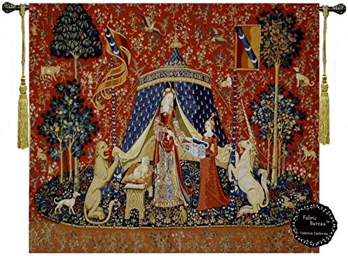 Desire-the Lady and the Unicorn Medieval Jacquard Woven 55"w X 46"l Wall Hanging Tapestry