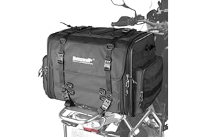 Rhinowalk Motorcycle Saddle Bag Motorbike Tail Bag Waterproof Expandable Pannier Bag Powersports Travel Luggage 80L (Black)