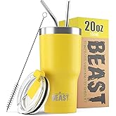 Beast 20 oz Tumbler Stainless Steel Vacuum Insulated Coffee Ice Cup Double Wall Travel Flask (Lemon)