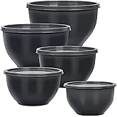 Greentainer Plastic Mixing Bowls with Lids Set for Kitchen, Nesting Bowls for Mixing, Baking, Prepping, Cooking and Serving Food, Mixing Bowls Dishwasher, Microwave Safe (Dark Gray)