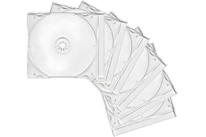 YTFRL 6 PCS Standard Single Clear CD Jewel Case, 10 mm Slim Plastic Disc Storage Case with Assembled Tray, Square-Shaped Single Disc Capacity CD Cover DVD Protection Replacement (Transparent)