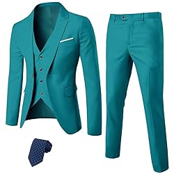 MYS Men's 3 Piece Slim Fit Suit Set, One Button