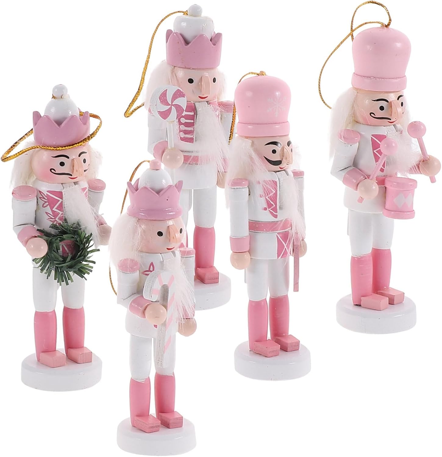 Nutcrackers - 2023 Christmas Nutcrackers Ornaments Cute Nutcrackers Figures Small Nutcracker Tree Topper Christmas Decorations Indoor Christmas Nutcracker Party Supplies Home Office Table Decor Gifts (B(5Pcs))