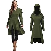 FSUJWOA Renaissance Hood Dress for Women Medieval Vintage Hooded Dress Gothic Hooded Robe Halloween Cosplay