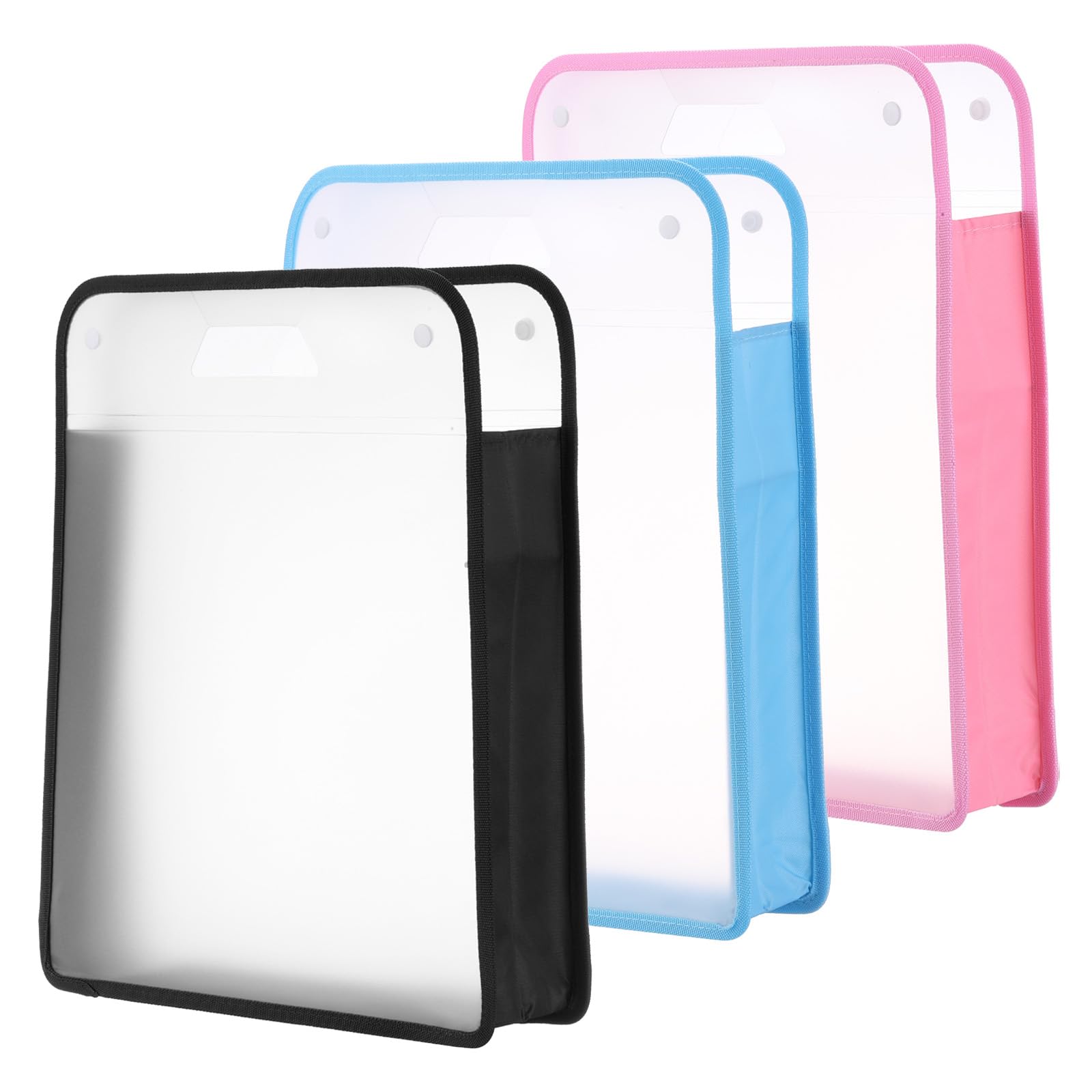 PATIKIL Scrapbook Paper Storage Organizer, 3Pcs Rectangular Scrapbook Organizer for 12x12" Sheet Paper Vinyl Storage with Handle for Scrapbook File Vinyl Paper Card Stock, Pink/Black/Blue