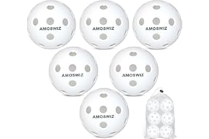 Amoswiz Indoor Pickleball Balls, 6 Pack of 26 Holes Pickleballs, Indoor Pickleballs Set, High Visibility Durable Pickle Balls for Training and Tournament