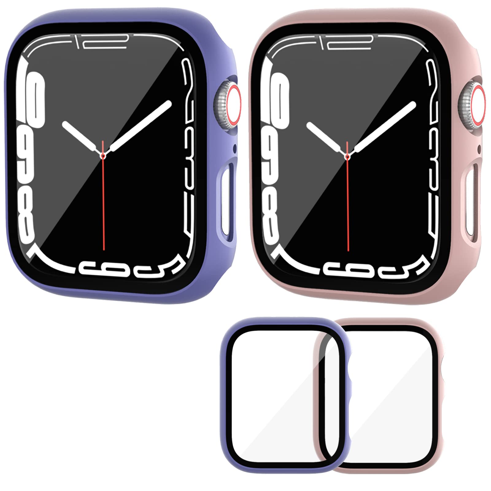 Case Compatible with Apple Watch 7 45MM, Haojavo 2 Pieces Protection 2 in 1 PC Hardening Case and HD Tempered Glass Film for iwatch Series 7 45MM Screen Protector Accessory for Men and Women