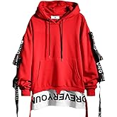 DUDHUH Mens Hoodie Fashion Pullover Letter Print Tracksuit Techwear Casual Coat Hip-Hop Sweatshirt