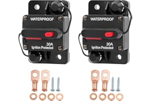 Zpana Car Circuit Breaker, 2PCS DC 12V-48V 30A Waterproof Vehicle Stereo Audio Electronic Battery Solar System Inline with Manual Reset Switch, Auto Accessories for Trolling ATV RV