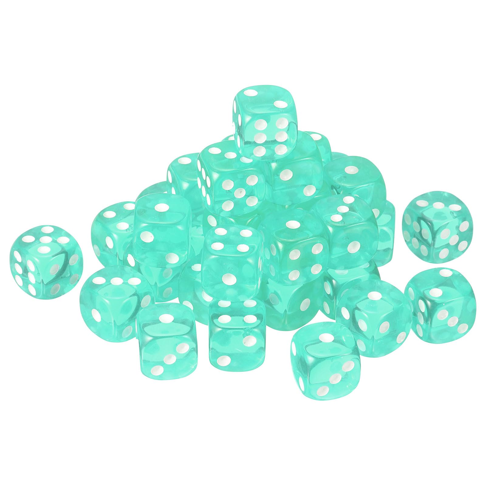 sourcing map 36Pcs 6 Sided Acrylic Dice, 16mm/0.63" Rounded Corner Translucent Colored D6 Game Dice for Theme Party Fun Table Board Games, Light Green