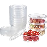 Jaluxing [50 Set - 8 oz. Plastic Deli Food Storage Containers With Lids Disposable Clear Small Togo Containers (Formerly FULING)