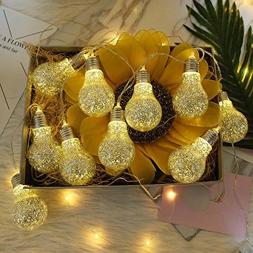 AMZSTAR LED Bulbs String Lights, 10LED Globe Bulb Lights-Battery Powered-Indoor/Outdoor Fairy Lights for Patio,Café Bars,Garden Bedroom Pergola Umbrella Wedding Dinner Party Decoration (Warm White)