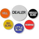 DA VINCI Set of 6 Professional Casino Texas Holdem Poker Dealer Buttons