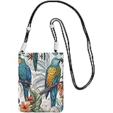 LKTPSKQRY Small Crossbody Bags for Women Cell Phone Bag Mini Sling Bag Parrots on Branches Phone Purses Cellphone Wallet