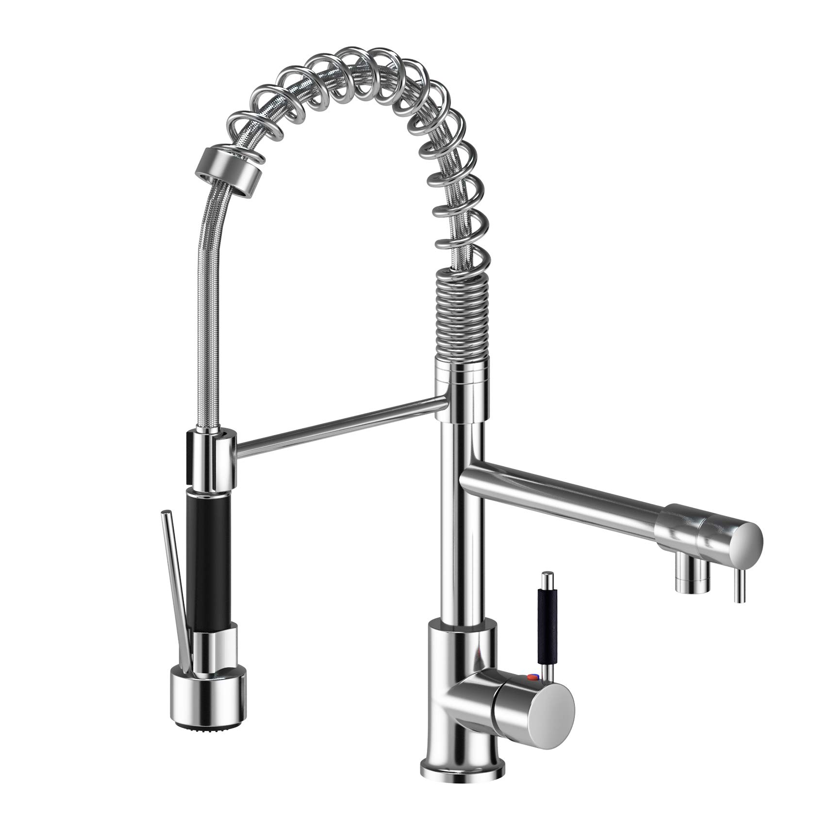 Suguword Single Hole Kitchen Tap, High Arc Pull Out Kitchen Faucet with 360 Degree Swivel, 2 Spray Modes and Magnetic Docking Modern Mixer Tap for Easy Installation Chrome