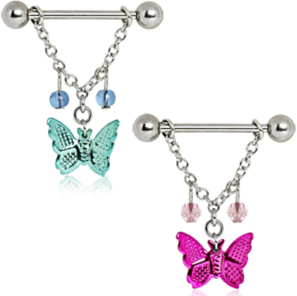 butterfly nipple rings