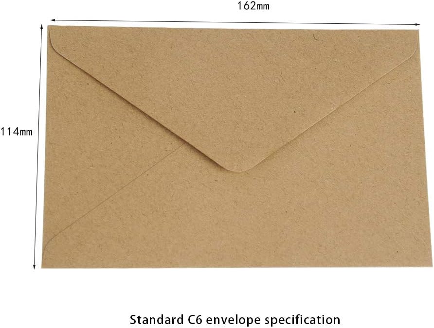 C6 Kraft Fleck Envelopes 114mm x 162mm Pack of 50 , Vintage Brown Self Seal, C6 Kraft Envelopes, for Weddings Invitation - Image 3