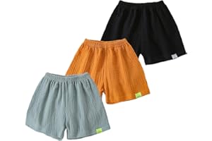 Fhowoh Toddler Baby Boys Girls Shorts 3-Pack Cotton Gauze Shorts Summer Casual Shorts Kids Solid Short Pants