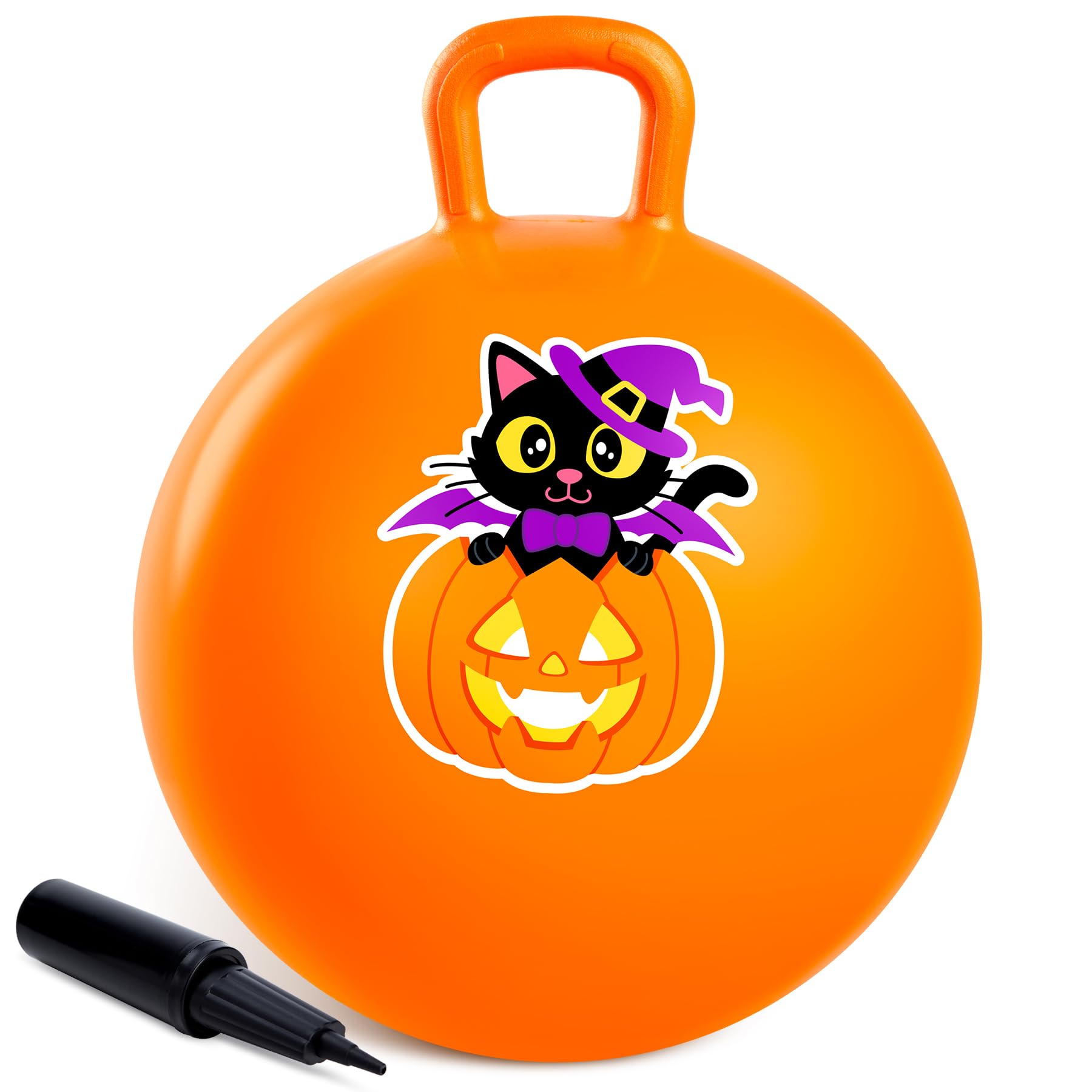 U&C Planet Halloween Space Hopper 18 Inch Bouncy Ball for Kids Ages 3-8, Halloween Ride-On Hopper Ball with Hand Pump, Non-Slip Base, 100kg Capacity, Idea