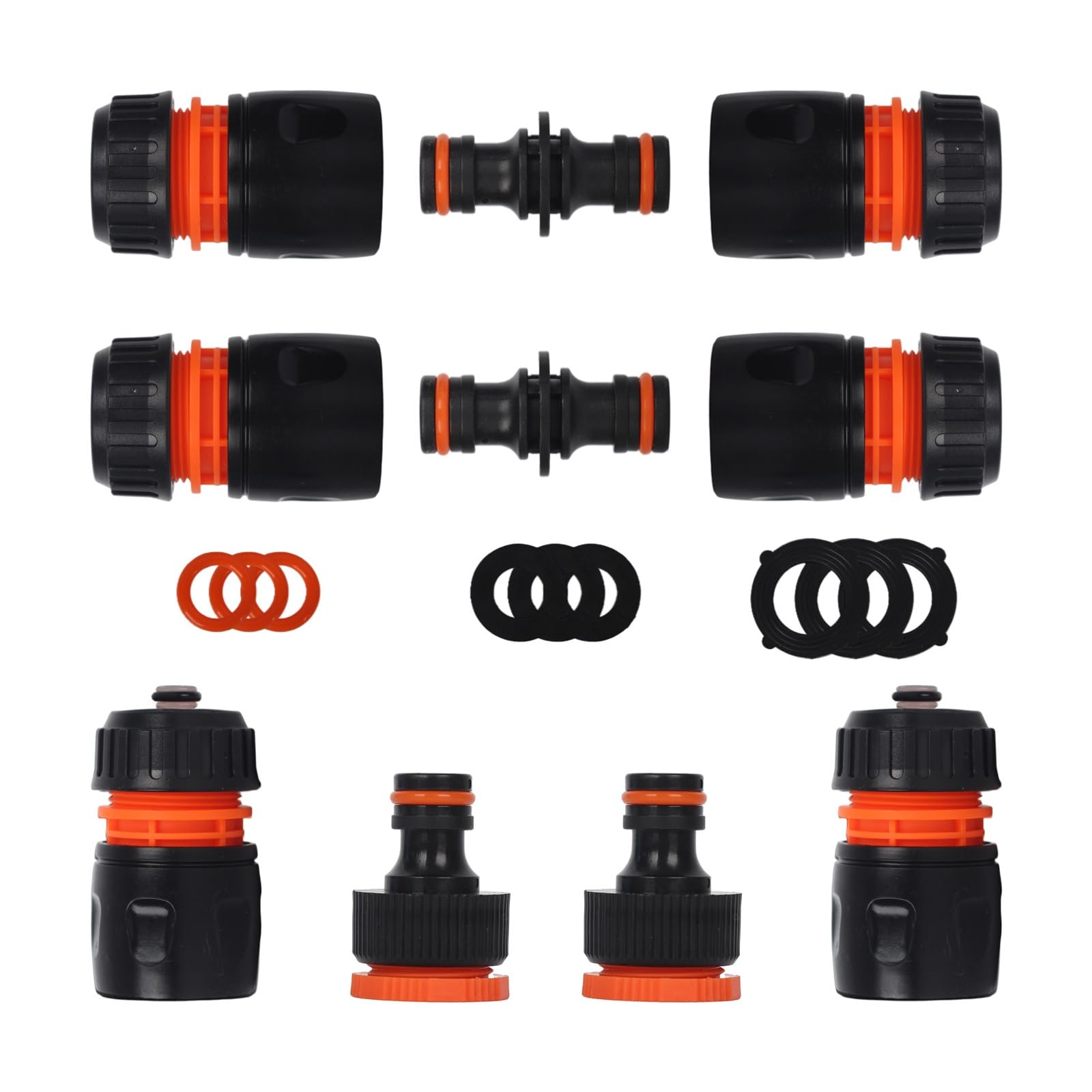 Garden Hose Pipe Connector Hose Tap Connectors and Fittings Kit,10 Pack Hoses Pipe Adapter Attachments (4*End Quick Connectors,2*Waterstop Connector,2*Double Male,2 * 2in1 Faucet Adapter)