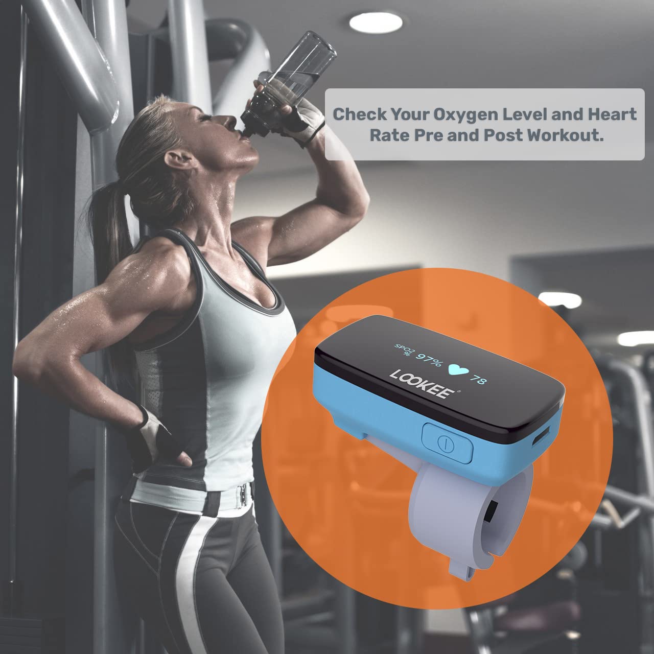 LOOKEE Ring-Pro Wearable Oxygen Monitor with Vibration Reminder for Low O2 - Continuous Pulse Oximeter -Rechargeable Blood Oxygen Saturation Tracker for SpO2 & PR - Free APP & PC Reports