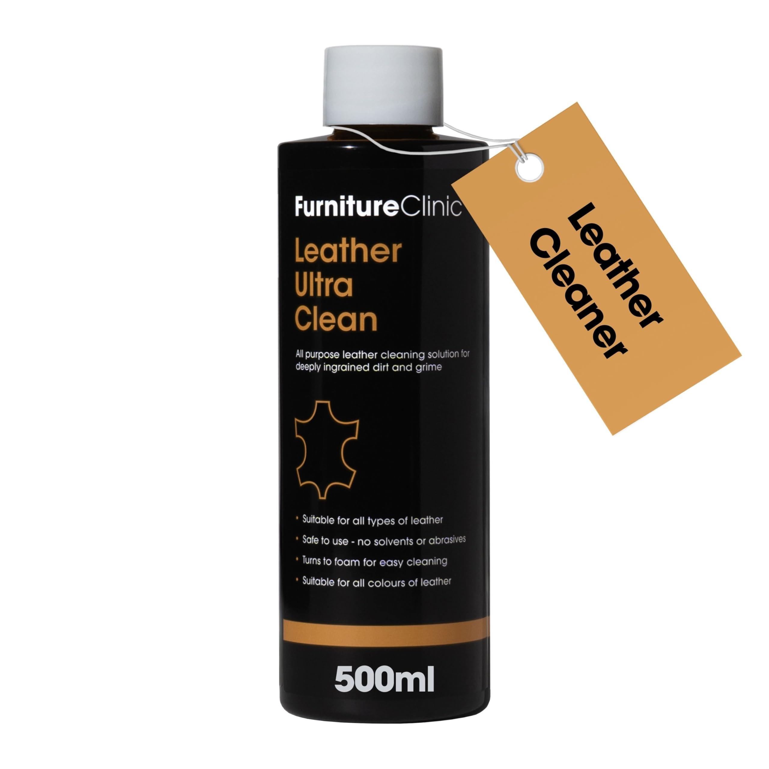 Furniture Clinic Leather Ultra Clean - 500ml - All-Purpose Leather Cleaner - Leather Cleaner for Sofas - Leather Car Interior Cleaner - Deep Cleans All Leather Types and Colours