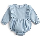 Simplee kids Baby Girl Romper Floral Long Sleeve Ruffle Romper Bodysuit Summer Spring Outfits