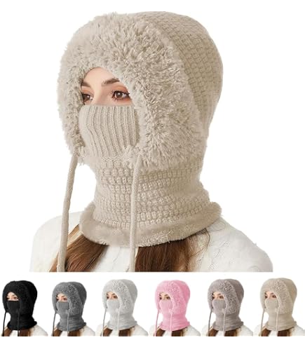 Générique Hommes Hiver Chaud Bonnet Thermique Écharpe Ensemble Tricot Chapeau Cache-Cou avec Doublé Polaire Cadeau Homme Femme