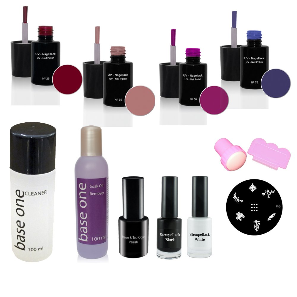Nailart UV Nagellack Set N°5, UV Gellack, UV Lack, UV Nagellack, Remover, Base/Top Vanish