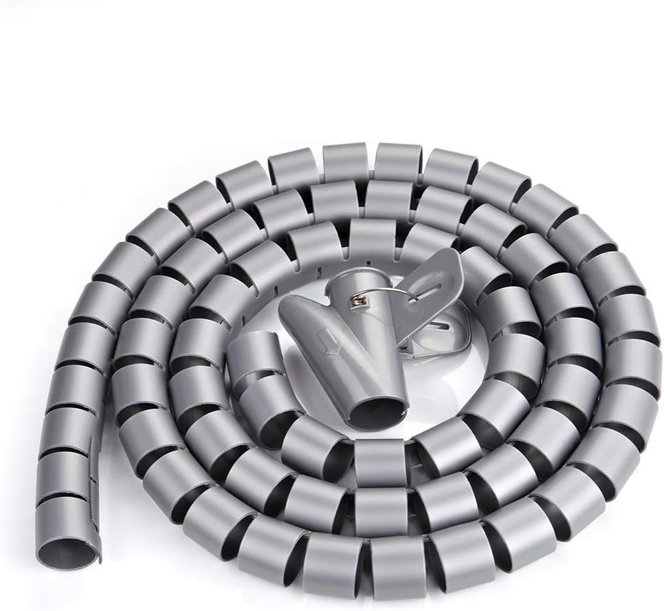 Sourcingmap 10mm Flexible Cable Organizer Spiral Tube Cable Wire Wrap Computer Manage Cord Gray 1.5M with Clip