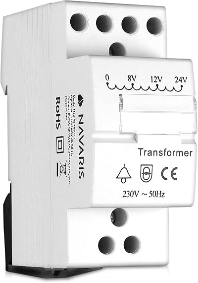 Navaris Door Bell Transformer 8V 12V 24V DIN Rail Mount 230V Mains