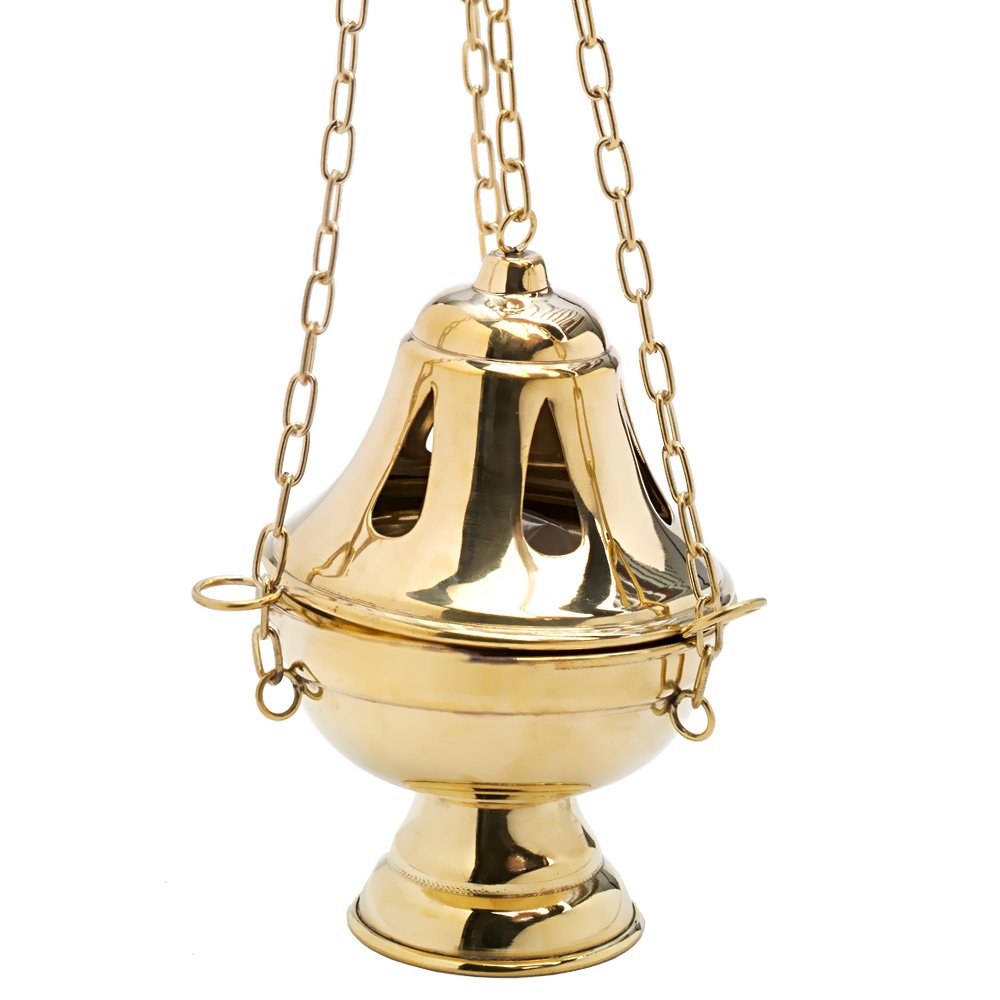 NKlaus Incense Burner with Chain 78cm gold plated Deco gold 7611