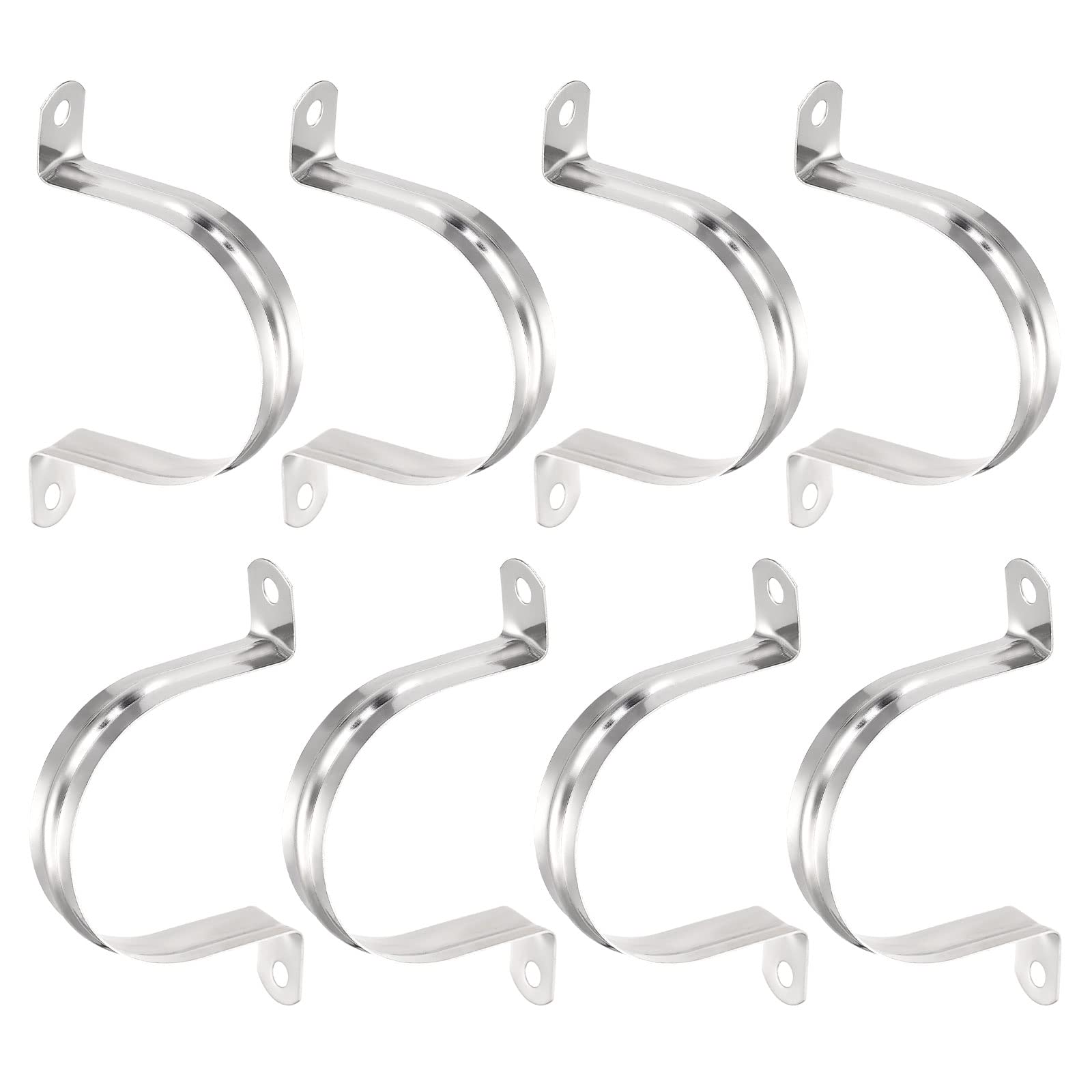 DTGN 18mm(W) Two Hole Strap - 8Pack - Good for Industrial 67mm Dia Pipe Fixing - 201 Stainless Steel Rigid Pipe Strap Clamp - Silver Tone — image 1