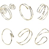 Mikovivi 6pcs Gold Arm Cuff for Women, Upper Armband Jewelry Armlet Bracelet Adjustable Coil Arm Bangle Set for Women Female Friends