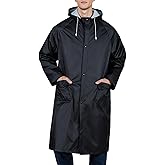 BLKNIGHTS Men's Long Rain Jacket Windbreaker Waterproof Lightweight Active Fishing Rain Coat with Hood