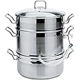 Norpro Stainless Steel Steamer/Juicer, 11qts/10.4L, 4qts/3.8L, 8.5qts/8L, As Shown
