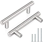 Probrico (30 Pack 3 Inch Hole Centers Kitchen Cabinet Handles Euro T Bar Cabinet Pulls Stainless Steel Kitchen Drawer Handles