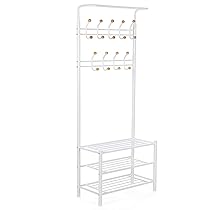 SONGMICS Stand Appendiabiti Portabiti Bianco con 3 Ripiani di Scarpiera per Ingresso Corridoio Carico massimo totale: 70 kg HSR04W