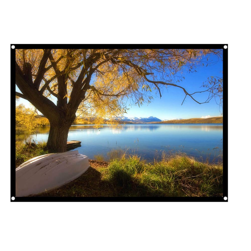 fasient 60in/72in/84in/100in Projection Screen 4:3 Foldable Non-crease Synthetic Polyester Fabric Projector Curtain for Outdoor Indoor Home Theater,Portable(84inch)
