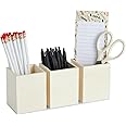 3 Pack Unfinished Wood Pen Holders - DIY Desk Organizer Cups 3x3x3.5 Inches