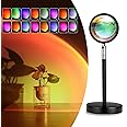 Exnemav Sunset Lamp Night Light - 16 Colors & 4 Modes Sunset Projection Lamp with Remote, Color Changing Rainbow Sunlight Lamp, Romantic Visual Led Light Projector for Photography Room Decor