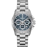 Hamilton Jazzmaster Performer Automatic Men's Watch, 42mm Case | Swiss Made, Blue Dial Analog Watch, WR 100m, Sapphire Crystal, Tachymeter, Stainless Steel Strap, Stainless Steel Case