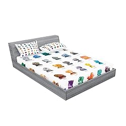 Ambesonne Gemstone Fitted Sheet & Pillow Sham