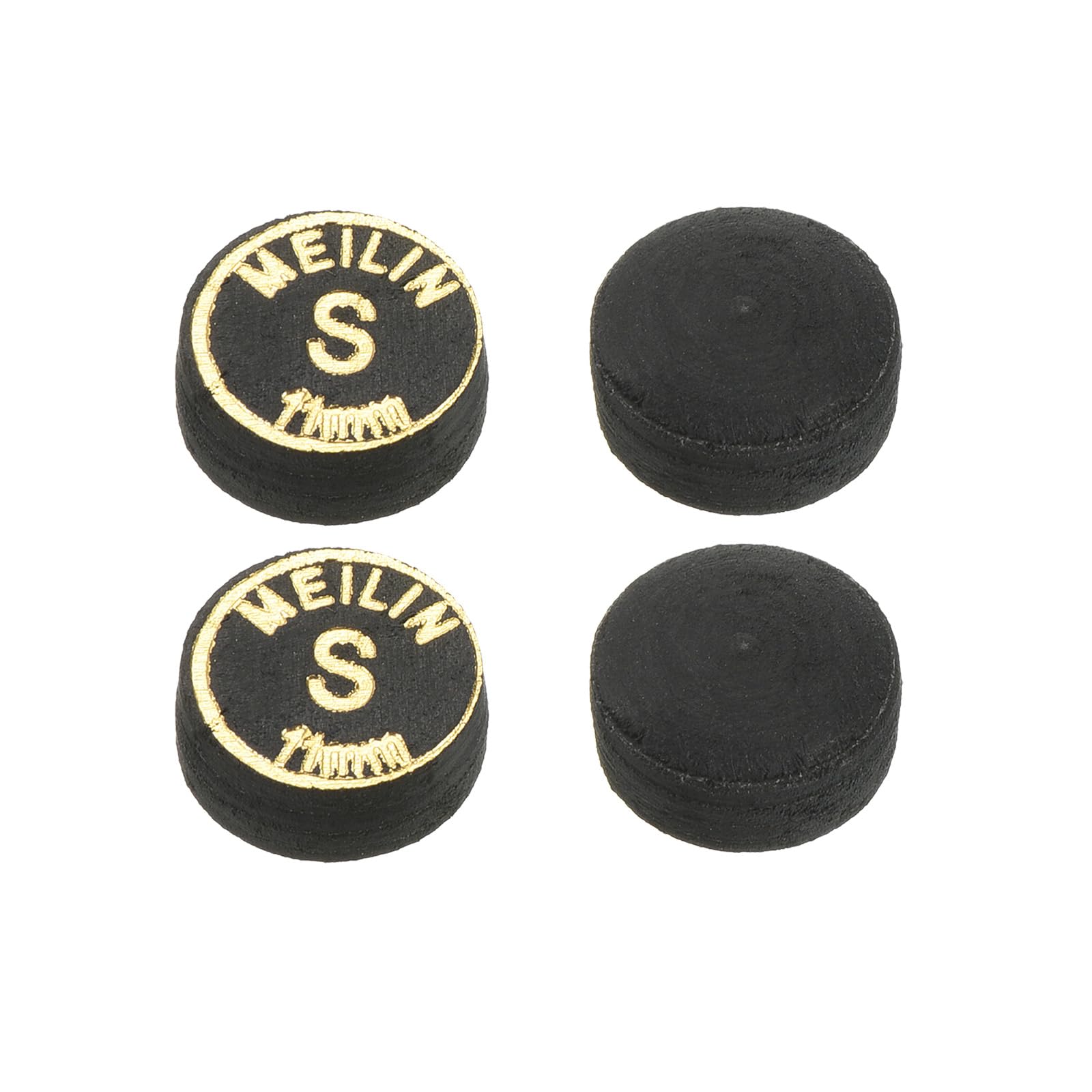 M METERXITY 4 Pack Pool Cue Tips - Laminated Billiard Cue Tips, Soft Multiple Layer Faux Leather, Apply to Pool Cues/Snooker (11mm Dia, Black) — image 1