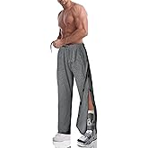 Men's Tearaway Pants for Post Surgery 2 Side Velcro Breakaway Open Bottom Sweatpants Women Loose Fit Rip Off Cotton Pants