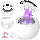 SAYCLO Dental Ultrasonic Retainer Cleaner - 48kHz Dental Cleaning Pod for Denture, Braces, Mouth Guard, Toothbrush Heads, Jewelry, 4 Modes Retainer Cleaner Machine with Digital Timer & 200ML,White