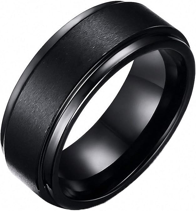 Zyhoi Black Tungsten Engagement Rings for Men Jewelry 8 mm Wide
