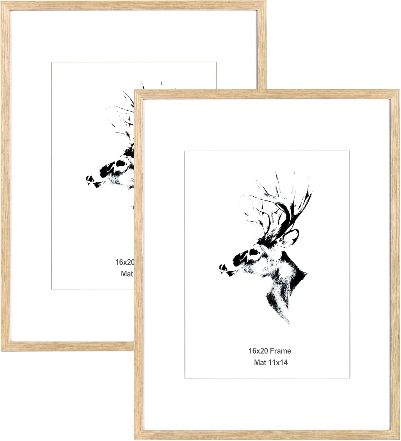 Photo Albums, Frames & Accessories - Yaetm 16x20 Picture Frame Matted to 11x14 Set of 2, Solid Oak Wood Poster Frame 16 x 20 inches, Wall Gallery Photo Frames for Horizontal and Vertical Wall Mounted (2 pack, Oak)