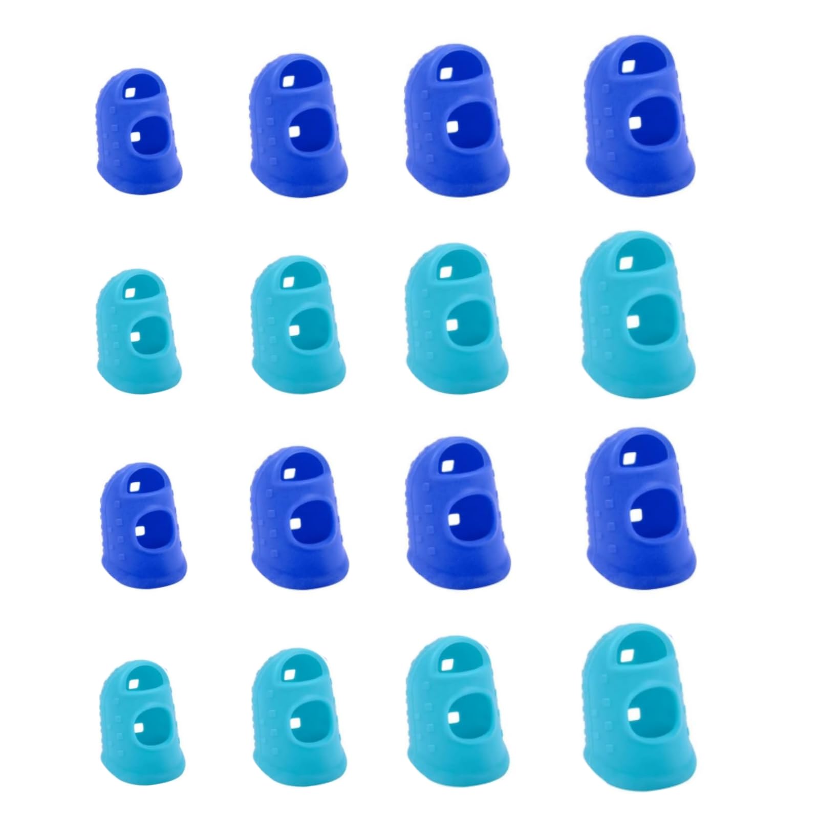 16 Pcs Finger Tips 4 Sizes Silicone Finger Thimbles, Finger Protector Pads Cover Fingertip Grips for Sewing, Knitting, Money Counting, Paper Sorting, Guitar Playing Rubber Thimbles